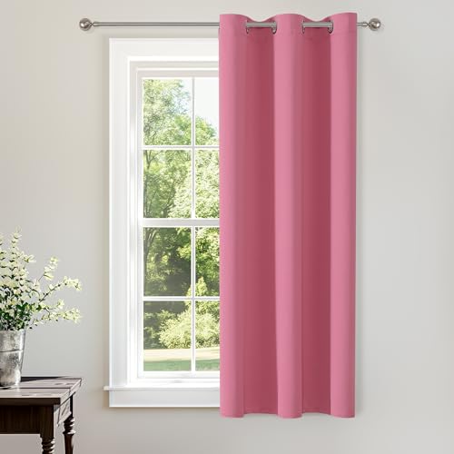 ChrisDowa Small Window Curtains 40 Inches Long for Bedroom Door Curtain | 29W x 40L, Pink Room Darkening Drapes, Doorway Curtain for Living Room/Kitchen/Closet, Grommet Thermal Insulated, 1 Panel - color: Pink, size: 29"W x 40"L (Pack of 1)