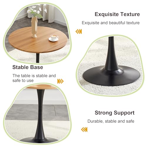 31.5" Round Dining Table, Mid-Century Modern Tulip Table with Thickened Tabletop & Metal Pedestal, Circle Bistro Table for Kitchen, Small Places, Apartments, Cafe - color: Wood, size: 31.5" dining table