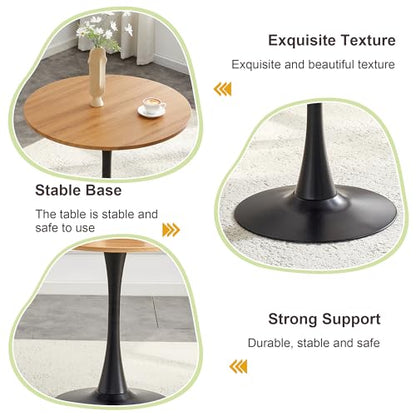31.5" Round Dining Table, Mid-Century Modern Tulip Table with Thickened Tabletop & Metal Pedestal, Circle Bistro Table for Kitchen, Small Places, Apartments, Cafe - color: Wood, size: 31.5" dining table