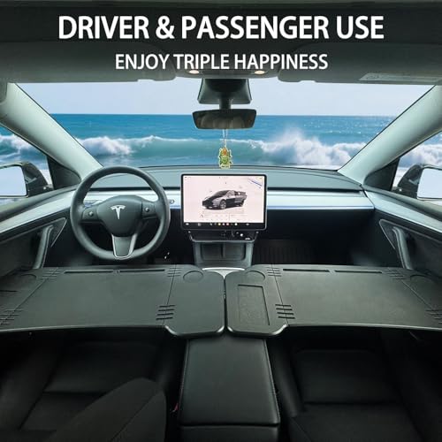 Foldable Car Desk for Tesla Model Y Model 3 Car Food Tray | Car Desk for Laptop | Car Tray Tesla Table | Steering Wheel Tray Table | Multipurpose Travel Car Accessories - size: Car Desk