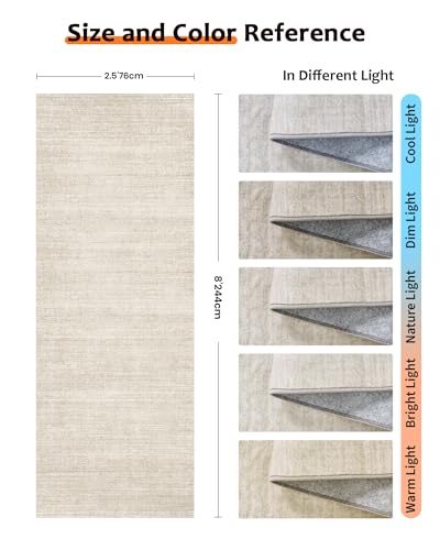 Art&Tuft 2'6"x8 Runner Rug Non Slip, Washable Rug Runners for Hallways,Beige - color: Stripe-beige, size: 2'6" X 8'