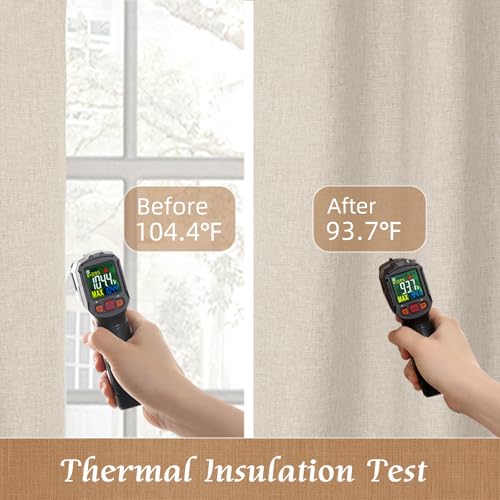 Oatmeal Linen 100% Blackout Window Curtains for Bedroom 45 Inch | Linen Textured, Thermal Farmhouse Curtains, Rod Pocket Back Tab, Window Drapes, with White Liner, 2 Panels, 38 x 45 Inch - color: Oatmeal, size: 38"W x 45"L (Pack of 2)