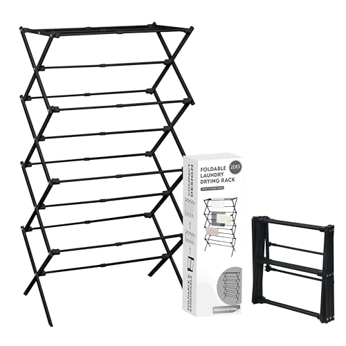 ZOES HOMEWARE 4-Tier Clothes Drying Rack, 4ft High Foldable Drying Rack Clothing for Indoor & Outdoor, Portable Collapsible Laundry Dryer for Laundry Room and Apartment, Black 29" L x 49" H x 11.5" W - color: Black