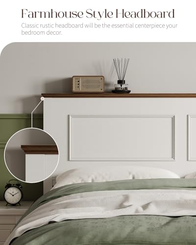 Yoobure Farmhouse Queen Bed Frame - Platform Bed Frame Queen Size with Headboard, Wood Beds with Storage Drawers, Wooden Bedframe with 18" Tall Footboard, No Noise, No Box Spring Needed, White - size: Queen (U.S. Standard)