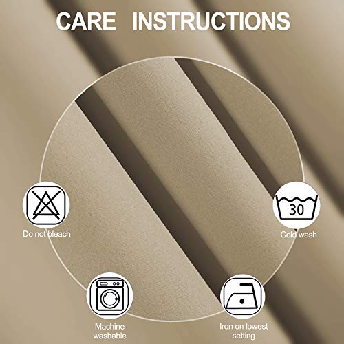 Blackout Curtains 52 x 84 inch/Beige Curtains Set of 2 Panels/Thermal Insulated Room Darkening Bedroom Curtains - color: Beige, size: 52"W x 84"L (Pack of 2)