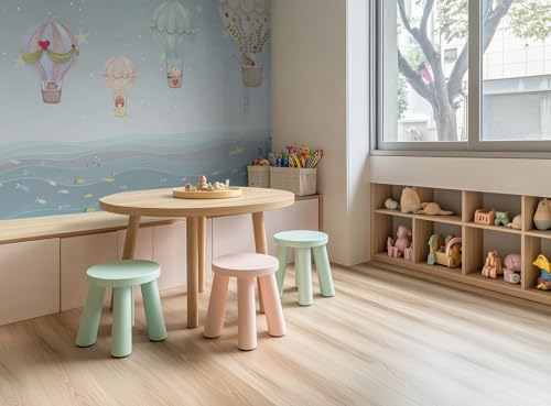 ASJ Kids Nursery Peel and Stick Wallpaper Mural, Hot Air Balloon Bear Blue | Seamless edge-to-edge match. Ocean waves & fish dreamy artwork, 139x94 in, premium fabric, boys girls playroom. - color: Soft Blue, size: 139" x 94"