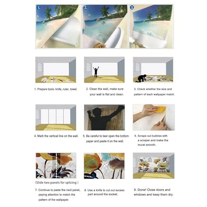 Eierme-Interior Walls with Golden Relief Patterns Mural Wallpaper Peel and Stick 160" x 114" - color: No.11, size: 160" x 114"