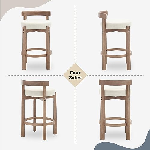 HEAH-YO Mid Century Modern Bar Stools Set of 8, 26.5" Counter Stools with Back, Linen Upholstered Barstools with Solid Wood Legs Bar Chairs for Kitchen Island Dining Room, Beige - color: 26.5" Beige Linen, size: Counter Height - Set of 8