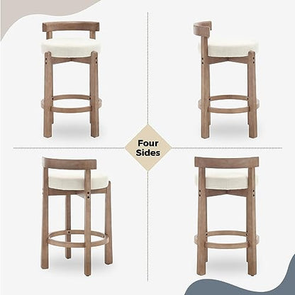 HEAH-YO Mid Century Modern Bar Stools Set of 8, 26.5" Counter Stools with Back, Linen Upholstered Barstools with Solid Wood Legs Bar Chairs for Kitchen Island Dining Room, Beige - color: 26.5" Beige Linen, size: Counter Height - Set of 8