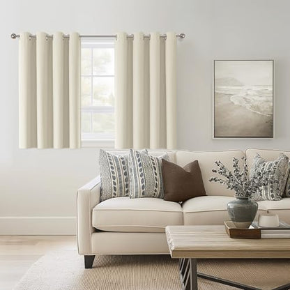 ChrisDowa Birch Blackout Curtains 45 Inches Long 2 Panels for Bedroom | Room Darkening,Light Blocking,Thermal Insulated,Faux Linen,Farmhouse,Grommet,Window Treatment,Drapes,Living Room,52x45 - color: Birch, size: 52"W x 45"L (Pack of 2)