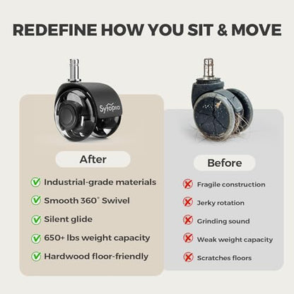 Office Chair Wheels 2" Desk Chair Caster Wheels Smooth Roller Style Quiet for Carpet and Hardwood Floors Universal Fit 11x22 mm Set of 5 Black - color: Black-2 Inch