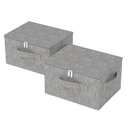 Underbed Storage Boxes with Zippers,17.7x13.7x9.8in,Grey,2 Pack | Under Bed Storage Bins with Handles,Moisture-Proof PP Board Closet Organizers,Foldable Cloth Baskets for Garment Cabinet - color: Grey, size: 17.7x13.7x9.8in(2 Pack)