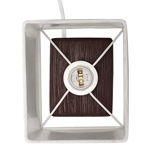 Simple Designs Petite Faux LT2072-BWN Stone Table Lamp with Fabric Shade, Brown with White Shade - color: Brown