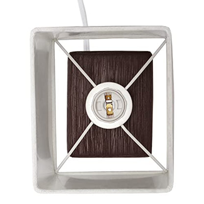 Simple Designs Petite Faux LT2072-BWN Stone Table Lamp with Fabric Shade, Brown with White Shade - color: Brown