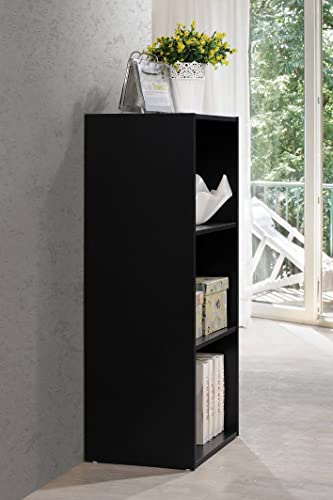 Hodedah Import 3 Shelf Bookcase, Black - color: Black, size: 3-Shelf