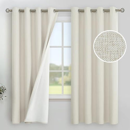 YoungsTex Linen Blackout Curtains 63 Inches Long, Room Darkening Drapes | Grommet Black Out for Living Room Bedroom Window Thermal Insulated , 2 Panels, 52 X 63 Inch - color: Linen, size: 52"W x 63"L (Pack of 2)