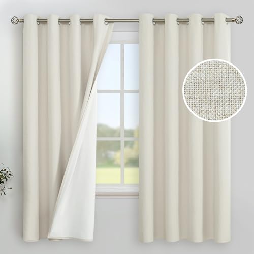 YoungsTex Linen Blackout Curtains 63 Inches Long, Room Darkening Drapes | Grommet Black Out for Living Room Bedroom Window Thermal Insulated , 2 Panels, 52 X 63 Inch - color: Linen, size: 52"W x 63"L (Pack of 2)