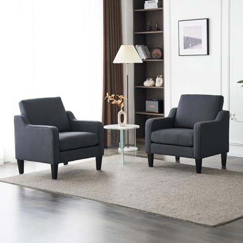 VINGLI Accent Chairs for Living Room Chairs Mid Century Modern Chair Sofa Chair Upholstered Arm Chair with Scooped Arms for Bedroom, Apartment, Office, Studio, Waiting Room, Play Room - color: Dark Grey