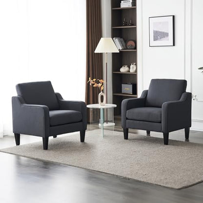 VINGLI Accent Chairs for Living Room Chairs Mid Century Modern Chair Sofa Chair Upholstered Arm Chair with Scooped Arms for Bedroom, Apartment, Office, Studio, Waiting Room, Play Room - color: Dark Grey