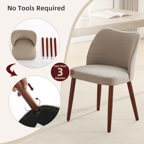 GarveeHome Dining Chairs Set of 4, Modern Hollow Back Dining Room Chair | Upholstered Kitchen Chairs with Adjustable Foot Pads, Wooden Dinner Chair for Kitchen Dining Room - color: Camel