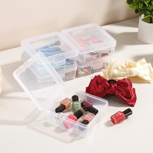 12 Pack Small Clear Plastic Storage Boxes with Lids, Craft Jewelry Life Item Organizer for Puzzles, Pens, Rings, Needle and Thread, Nail Polish, Remote Controls - size: Small - 12 Pack