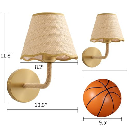 Boho Hand Woven Ratten Wall Sconce, Single Wall Sconce with Grass-Woven Lampshade for Bedroom Living Room Hallway Porch, E26 Base, (Hardwired (1 Pack)) - size: Hardwired (1 Pack)
