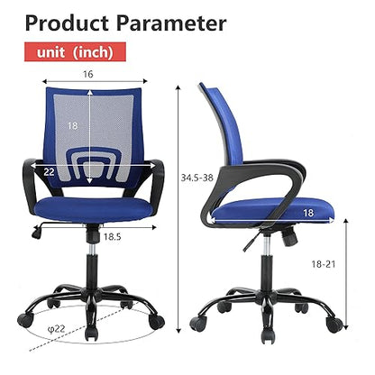 PayLessHere Office Computer Chair Ergonomic Cheap Desk Chair Adjustable Comfortable Mid Back Task Rolling Swivel with Lumbar Support for Home Office (Pack of 1, Blue) - color: Blue, style: pack of 1