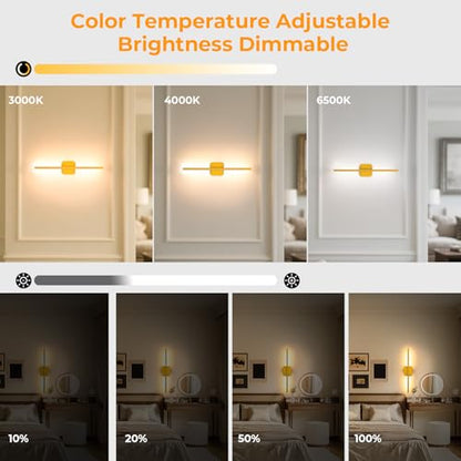 Battery Operated Wall Sconce Wireless Detachable 360°Rotate Dimmable 1 Pack | Rechargeable Wall Light 3000-6500K with Remote Control 10000mAh for Bedroom Living Room 28.3" Gold - color: Gold-Square Base, size: 1 Pack