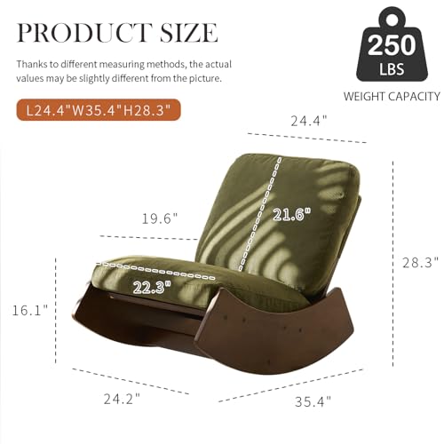 Chifee & Vingol Modern Accent Chair Armless Lounge Chairs with Wood Leg & Pillow Comfy Upholstered Reading Chair for Living Room Bedroom,Rocking Chair-Green - color: Rocking Green