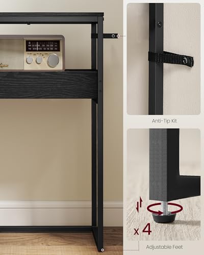 VASAGLE 39.4 Inches Console Table, Narrow Sofa Table, 2-Tier | Easy Assembly, Semi-Open Compartments, Entryway Table for Living Room, Bedroom, Ebony Black and Ink Black ULNT091B01 - color: Ebony Black + Ink Black, size: 9.4"D x 39.4"W x 31.5"H