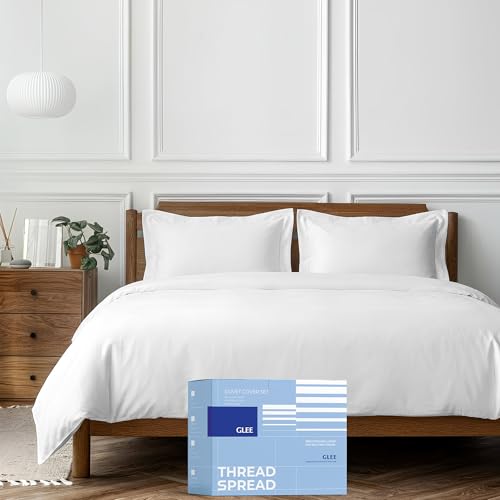 THREAD SPREAD 100% Egyptian Cotton King Duvet Cover Set - Luxury 400 Series Glee Collection Duvet Cover King Size, Soft, Breathable & Durable Hidden Zipper Closure & 7 Corner Ties (3 PC, White) - color: White, size: 3 PC - King / Cal King