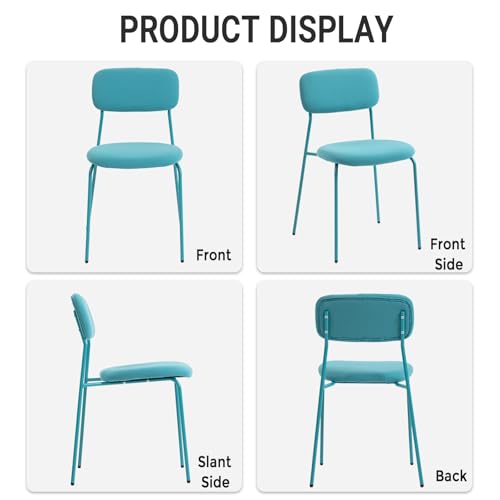 Sidanli Stackable Waiting Room Chairs, Armless Upholstered Guest Chairs Set of 4 with Comfotable Cushion for Conference Reception Break Room Lobby, Blue - color: Blue