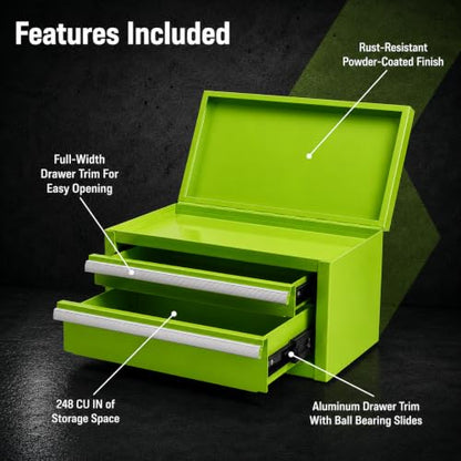 Mini 2-Drawer Steel Tool Box Green - color: Green, size: 2 Drawer