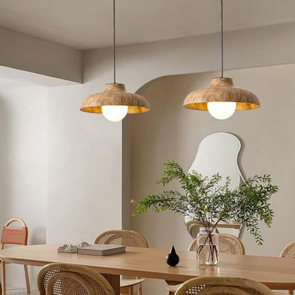 Japanese Style Resin Pendant Light,12.6 in Glass Single Head Bedroom Headboard Hanging Lamp Fixtures, Kitchen Island Dining Room Living Small Size Easy to Install Chandelier