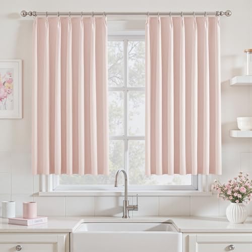 UHITECH Black Out Curtains 45 Inch Long for Bedroom Small Window Panels | Sun Blocking, Thermal Insulated, Suitable for Kitchen/Living Room/Small Window/Nursery, Noise Reducing, Room Darkening - color: #04 Pink, size: 40"W x 45"L (Pack of 2)