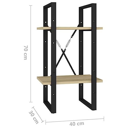 Sonoma Oak 2-Tier Book Cabinet, Small Bookcase with Engineered Wood, 15.7"x11.8"x27.6" for Home Office - color: Sonoma Oak, size: 1 & 27.6"