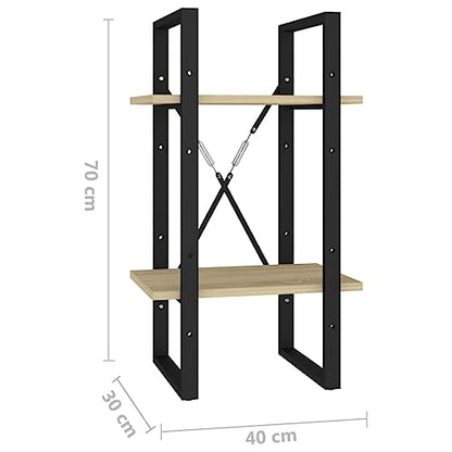 Sonoma Oak 2-Tier Book Cabinet, Small Bookcase with Engineered Wood, 15.7"x11.8"x27.6" for Home Office - color: Sonoma Oak, size: 1 & 27.6"