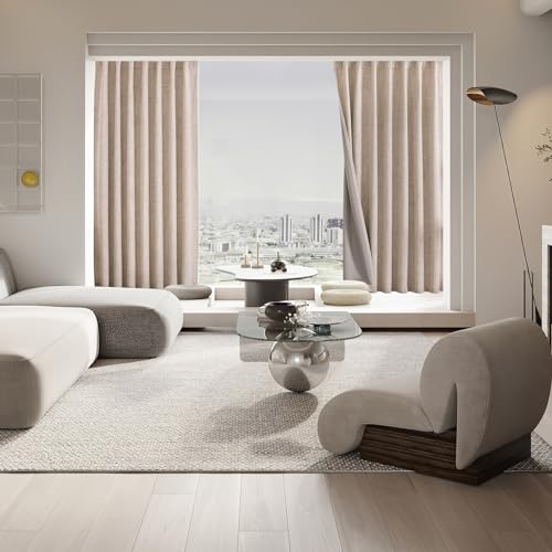 CUCRAF 100% Blackout Window Curtains 63 inches Long 2 Panels Set, Faux Linen Look Thermal Insulated Grommet Drapes, Room Darkening Curtain for Bedroom Living Room(W52 x L63 Inch, Light Khaki) - color: Light Khaki, size: 52"W x 63"L (Pack of 2)