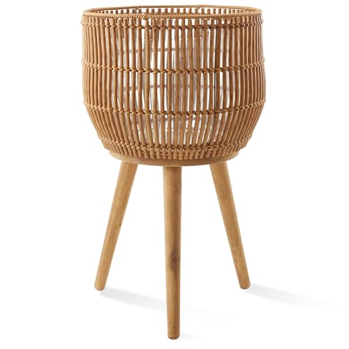 Casafield Indoor Planter with Stand, Natural Floor Planter with Wood Legs, Large Plant Pot Cover with Liner for Houseplants, Flower Pots and Trees - color: Natural With Natural Legs