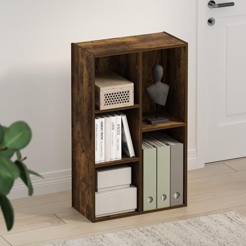 Furinno TOMI TV Stand, 5-Cube Entertainment Center with Open Shelf, Reversible TV Console, for Living Room, Bedroom, Home Office, Amber Pine - color: Amber Pine, size: 5-Cube, Wooden Frame