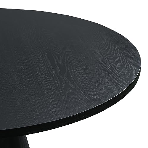 46.5'' Round Wood Dining Table for 4-6, Modern Circle Kitchen Table for Living Room Dining Room, φ46.5"x30.2" Contemporary Living Room Dining Room Table Furniture - Black - color: 46.5 Inches Black