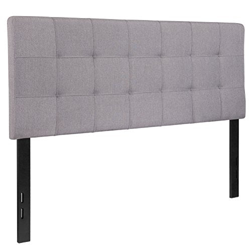 EMMA + OLIVER Light Gray Full Quilted Tufted Headboard | Adjustable Bed Rail Slots, Fabric Upholstered - color: Light Gray, size: Full