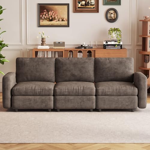 Miuuod 3-Seat Modular Sofa Couch with Ergonomic Cushions, Convertible Sleeper Loveseat for Living Room Bedroom Apartment, Brown Cloud Futon Lounge Sectional Furniture Set - color: Brown, style: 3 Seats（3 Seats only）