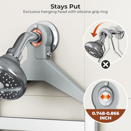Orimade Aluminum Hanging Shower Caddy Over Head, Adjustable Anti-Slip Bathroom Shelves with Hooks, Rustproof Shower Organizer Storage Rack, Silver 3 Tier - color: Polished Silver - 3 Tier