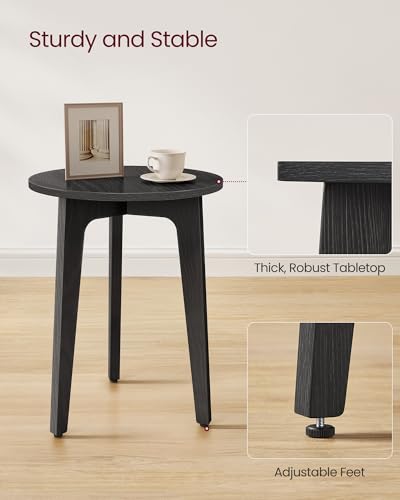 VASAGLE MAEZO Collection - Small Side Table, Round End Table, Nightstand with Tapered Legs, Curved Transitions, for Small Spaces, Living Room, Bedroom, Charcoal Gray ULET237BA01S - color: Charcoal Gray