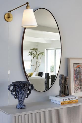 Retro Swing Arm Wall Sconce Plug in Wall Lamp Single Sconce Light Fixture with White Fabric Shade for Bedroom Living Room Home Office - color: Antique Gold