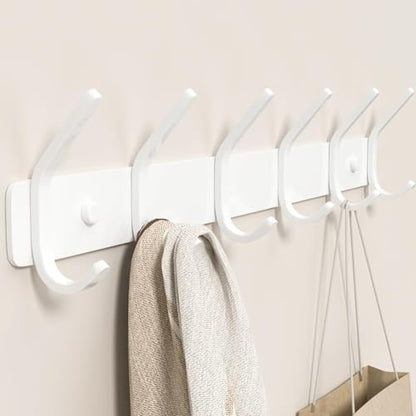 Coat Rack Wall Mount Hooks - 15 Inch White Metal 6-Hook Rack(1 Pack) | Modern Kids Room, Entryway & Bathroom Hanger for Towels, Coats, Purses, Bags - color: White, size: 1 Pack