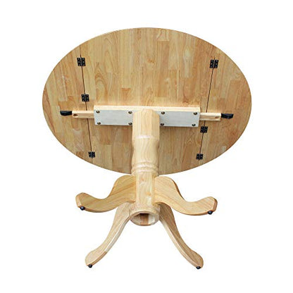 IC International Concepts 42" Solid Wood Drop Leaf Pedestal Dining Table - color: Natural