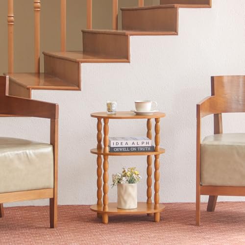 MaxSmeo End Table, Small Side Table for Small Spaces, Modern Oval Night Stand Accent Table for Living Room, Bedroom, Brown - color: Brown