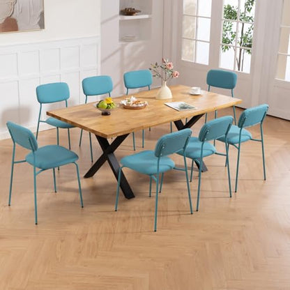 Sidanli Stackable Waiting Room Chairs, Armless Upholstered Guest Chairs Set of 4 with Comfotable Cushion for Conference Reception Break Room Lobby, Blue - color: Blue